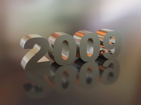 High resolution image new-year.  3d illustration. Metal text. Mirror reflection.