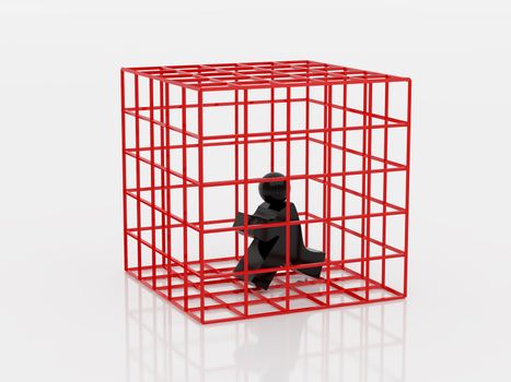 High resolution image symbol prisoner. 3d illustration over  white backgrounds.