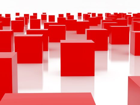 High resolution image  red cube. 3d illustration over  white backgrounds.