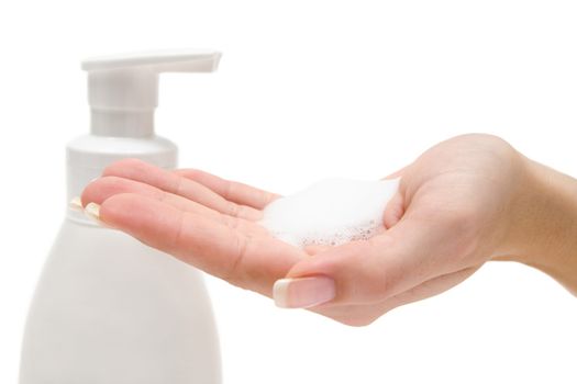 Washing Hands. Isolated on a white background.