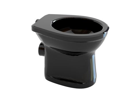High resolution image black toilet bowl. 3d illustration over  white backgrounds.