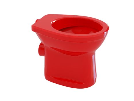 High resolution image red toilet bowl. 3d illustration over  white backgrounds.