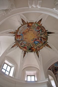 Cupola in monastery with christian fresco 