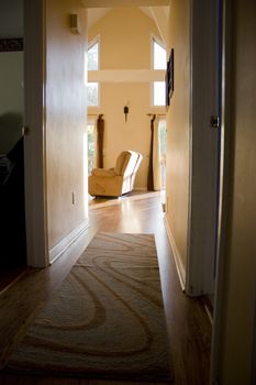 Interior of a modern a-frame style contemporary home.