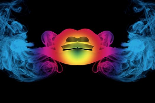 smoke with colors in black background