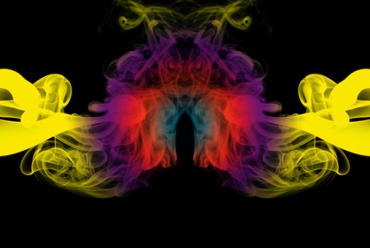 smoke with colors in black background