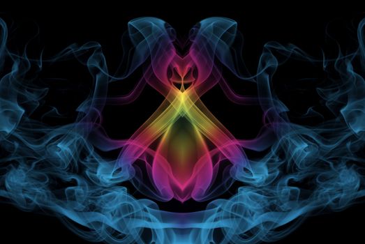 smoke with colors in black background