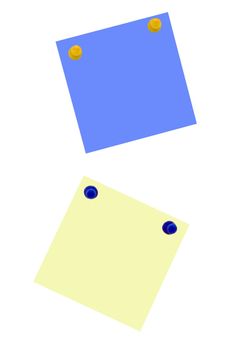 Two notes attached with colored pins