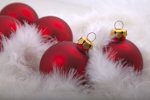 Red christmas baubles