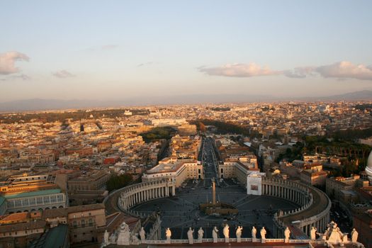 Arial view of the Vatican, St. Peters square and Rome, Italy