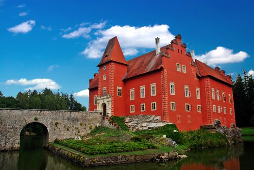 The red water chateau in the the Czech republic