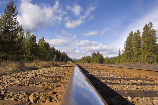 Train track running through the mountains