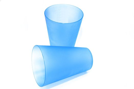 photo of the plastic glasses on white background