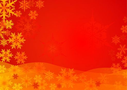 red-golden Christmas background with snowflake pattern