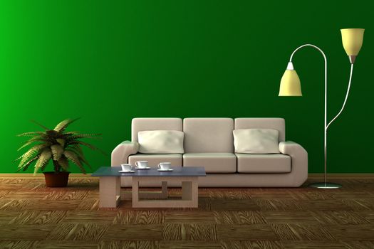 Interior of a living room. 3D image.