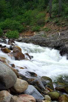 White water rapids on the south fork of the American river.