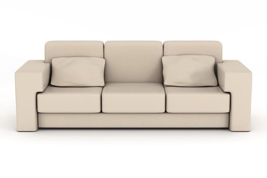 Isolated leather sofa. An interior. 3D image.