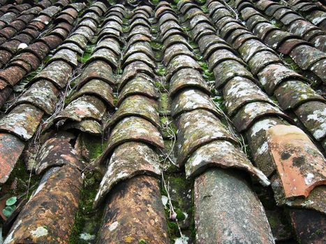 old tile on the house in the village /Spain/