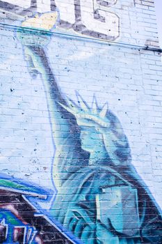 urban colorful graffiti art statue of liberty