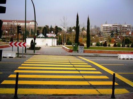 Zebra crossing in district Hortaleza in Madrid/Spain/.