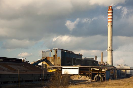 Old Lead and Zinc works. Autumn day. Poland