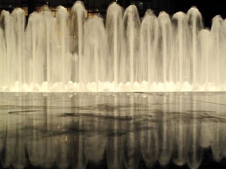 Side view of an outdoor water fountain