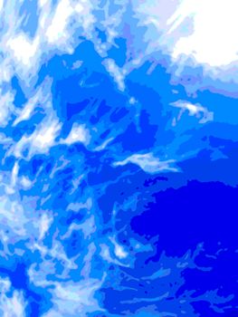 Blue background made from a bright blue sky with intermittent clouds