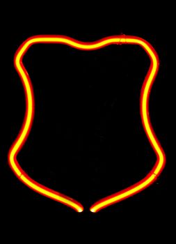 Neon sign shaped like a plaque