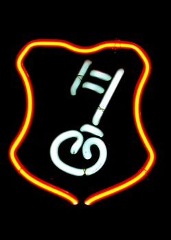 Neon sign shaped like an old key
