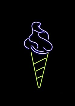 Neon ice cream cone sign often found in the window of retailers