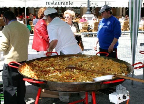 Paella on the square in Segovia /Spain/