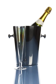 Champagne bottle in a cooler