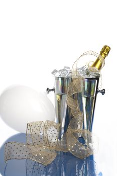 Champagne bottle in a cooler