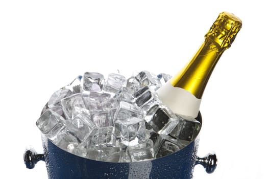 Champagne bottle in a cooler