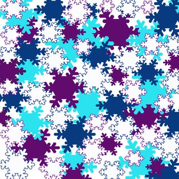 Illustration of coloured decorative snowflakes could be used as greetings card