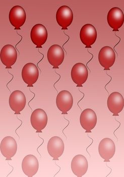 Background balloons. Many red balloons.