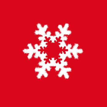 white snowflake on red background. Christmas snowflake. Christmas