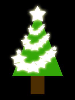 Christmas tree. White stars. A beautiful Christmas tree.