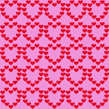 Background from hearts. Red hearts on a pink background.