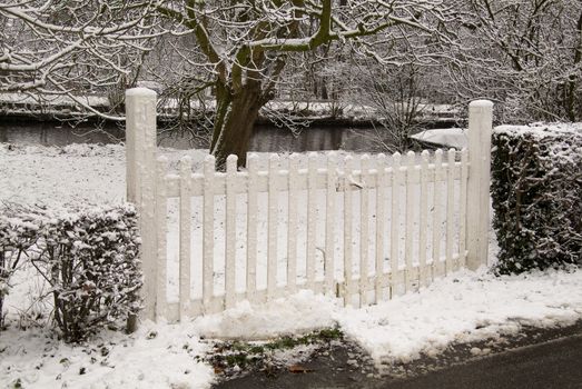 gate with snow