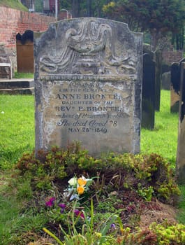 Anne Brontes Gravestone, Saint Marys Church cemetery, Scarborough, England.