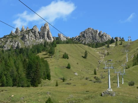 mountain landscape with cableway