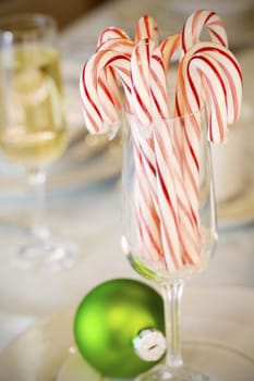 Candy canes and Christmas ornaments
