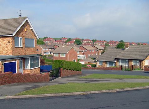 Houses on modern housing estate development, Scarborough, England.