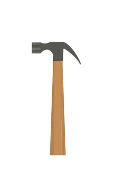 Claw Hammer with wood grain handle isolated on a white background.