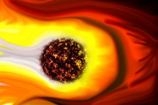 Commet burning through the atmosphere astronomy illustration.