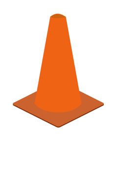 Orange Highway Construction Cone isolated on a white background.