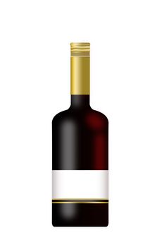 Bottle of Wine with a blank label isolated on a white background.