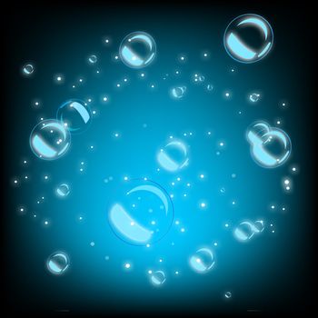 abstract background with bright transparent bubbles blue