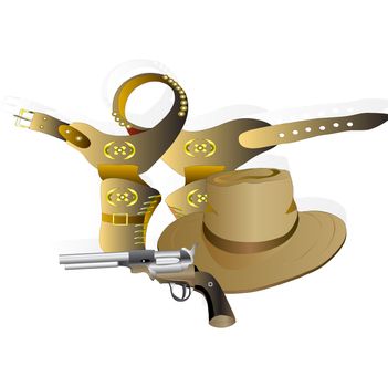 none cowboy can not do without a hat, gun and holsters